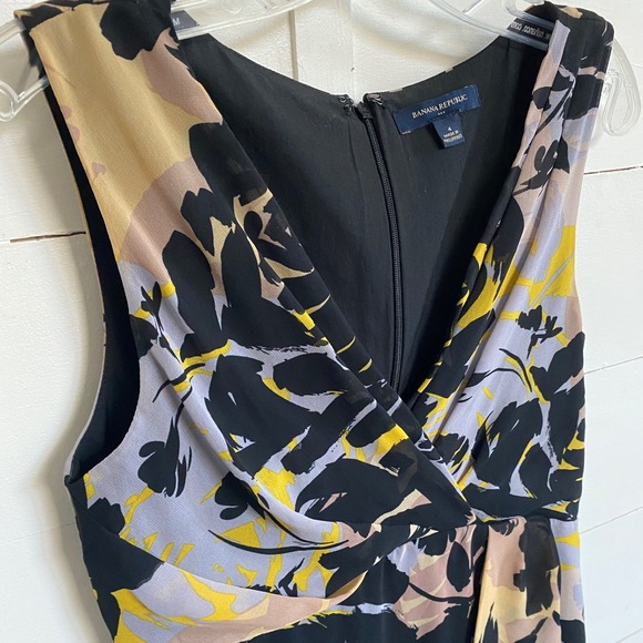 Banana Republic Sleeveless Print Wrap Cool Neutral Dress Abstract Floral - EUC 4 - Picture 7 of 11